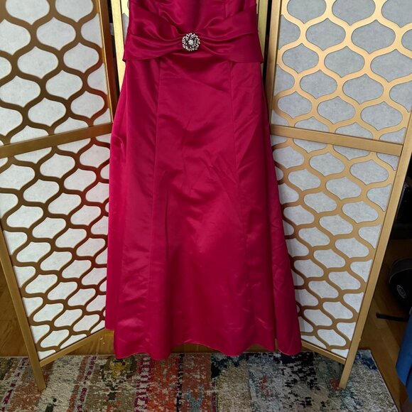 Vintage Jessica McClintock Gunne Sax Size 11/12 Fuchsia Satin Halter Y2K Gown - Picture 4 of 16